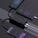 Powerbank 20000mAh z wbudowanymi kablami iPhone Lightning USB-C USB-A 22.5W PD - czarny