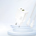 Szybka ładowarka sieciowa 25W USB-A USB-C - biała