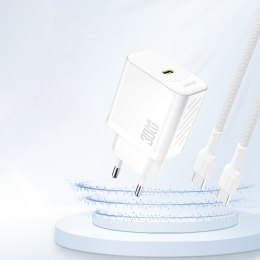 Szybka ładowarka sieciowa 30W PD GaN USB-C - biała