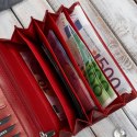 Portfel damski skórzany duży czerwony w kwiaty z ochroną RFID Paolo Peruzzi AL-14-RD