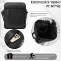 Saszetka męska skórzana na ramię z tłoczeniem typu carbon czarna Paolo Peruzzi AL-19-BL