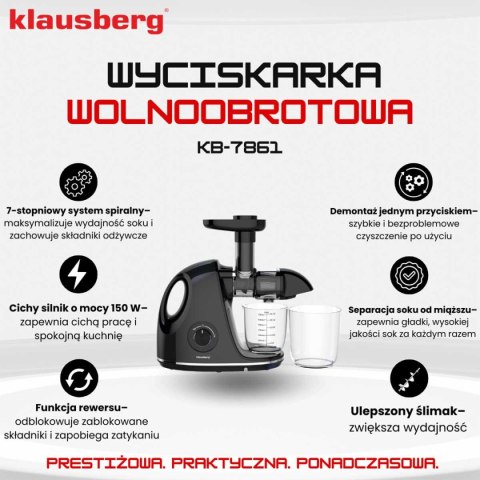 SOKOWIRÓWKA WYCISKARKA WOLNOOBROTOWA KLAUSBERG KB-7861 SOKOWIRÓWKA WYCISKARKA WOLNOOBROTOWA KLAUSBERG KB-7861