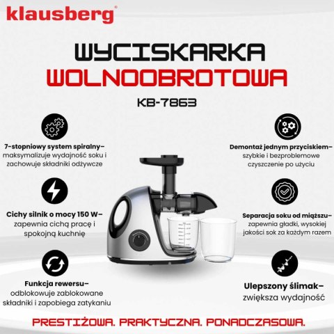 SOKOWIRÓWKA WYCISKARKA WOLNOOBROTOWA KLAUSBERG KB-7863