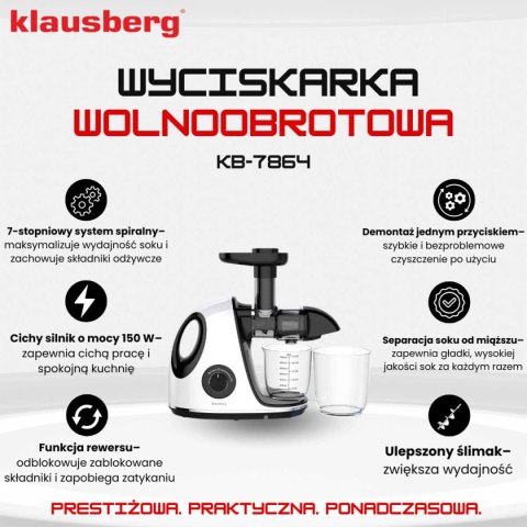 SOKOWIRÓWKA WYCISKARKA WOLNOOBROTOWA KLAUSBERG KB-7864 SOKOWIRÓWKA WYCISKARKA WOLNOOBROTOWA KLAUSBERG KB-7864