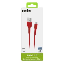 Kabel przewód USB-A - USB-C 1.5m - czerwony