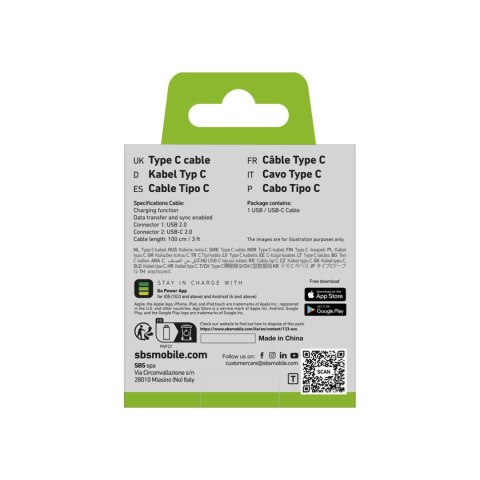 Kabel przewód USB-A - USB-C 1m - czarny