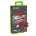 Kabel przewód w oplocie USB-C 60 W 1.5m - czerwony