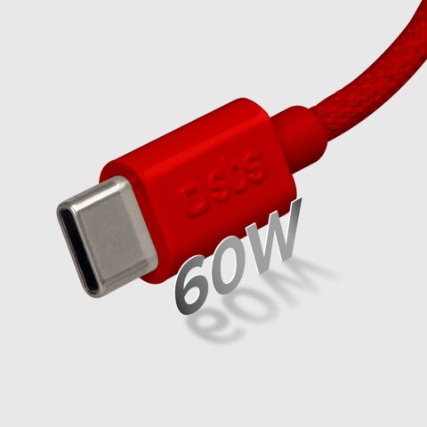 Kabel przewód w oplocie USB-C 60 W 1.5m - czerwony Kabel przewód w oplocie USB-C 60 W 1.5m - czerwony