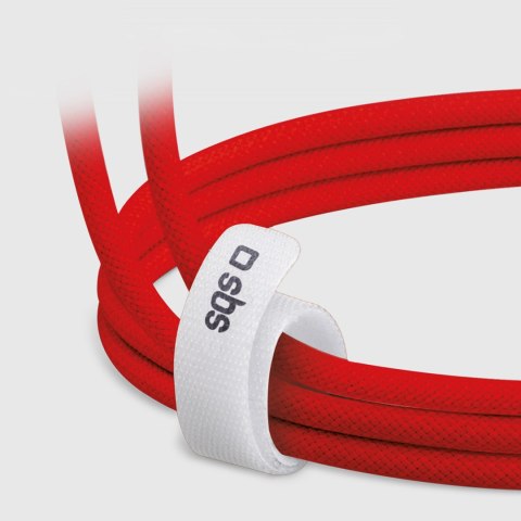 Kabel przewód w oplocie USB-C 60 W 1.5m - czerwony Kabel przewód w oplocie USB-C 60 W 1.5m - czerwony