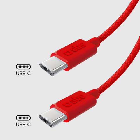 Kabel przewód w oplocie USB-C 60 W 1.5m - czerwony Kabel przewód w oplocie USB-C 60 W 1.5m - czerwony