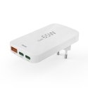 Ładowarka sieciowa składana GaN USB-C USB-A 65W - biała