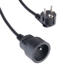 Przedłużacz elektryczny z uziemieniem 1 gniazdo 2m - czarny