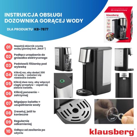 DYSPENSER DOZOWNIK GORĄCEJ WODY 2,5L KLAUSBERG KB-7877
