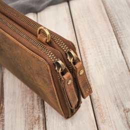 Skórzana kopertówka damska do ręki na ramię portfel damski Paolo Peruzzi T-137-HBR