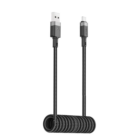 Kabel przewód spiralny USB-A - USB-C 480Mb/s 3A 1.2m - czarny Kabel przewód spiralny USB-A - USB-C 480Mb/s 3A 1.2m - czarny