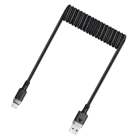 Kabel przewód spiralny USB-A - USB-C 480Mb/s 3A 1.2m - czarny Kabel przewód spiralny USB-A - USB-C 480Mb/s 3A 1.2m - czarny