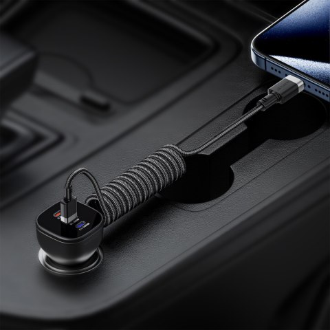 Kabel przewód spiralny USB-A - USB-C 480Mb/s 3A 1.2m - czarny Kabel przewód spiralny USB-A - USB-C 480Mb/s 3A 1.2m - czarny