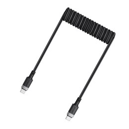 Kabel przewód spiralny USB-C - USB-C 480Mb/s 3A 1.2m - czarny