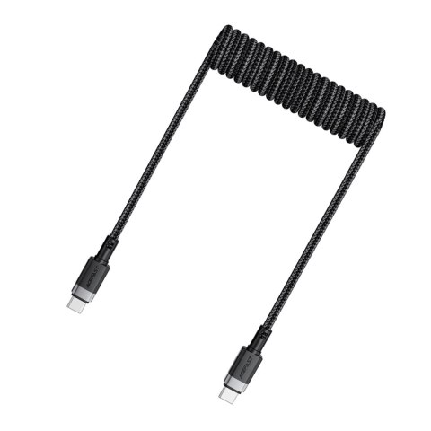Kabel przewód spiralny USB-C - USB-C 480Mb/s 3A 1.2m - czarny Kabel przewód spiralny USB-C - USB-C 480Mb/s 3A 1.2m - czarny