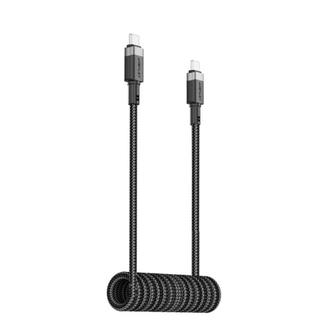 Kabel przewód spiralny USB-C - USB-C 480Mb/s 3A 1.2m - czarny Kabel przewód spiralny USB-C - USB-C 480Mb/s 3A 1.2m - czarny