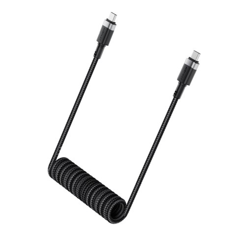 Kabel przewód spiralny USB-C - USB-C 480Mb/s 3A 1.2m - czarny Kabel przewód spiralny USB-C - USB-C 480Mb/s 3A 1.2m - czarny