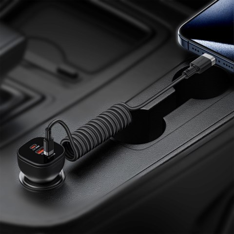 Kabel przewód spiralny USB-C - USB-C 480Mb/s 3A 1.2m - czarny Kabel przewód spiralny USB-C - USB-C 480Mb/s 3A 1.2m - czarny
