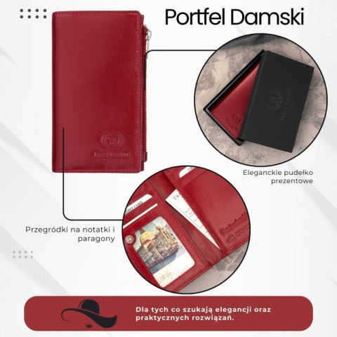 Portfel damski skórzany duży czerwony z ochroną RFID Paolo Peruzzi T-140-RD Portfel damski skórzany duży czerwony z ochroną RFID Paolo Peruzzi T-140-RD