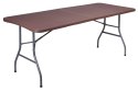 Zestaw cateringowy Rattan brąz stół 180 cm+ 2 ławki