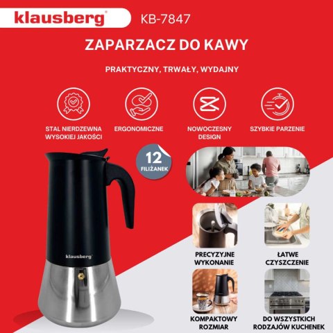 KAWIARKA ZAPARZACZ DO KAWY 600ml KLAUSBERG KB-7847 INDUKCJA KAWIARKA ZAPARZACZ DO KAWY 600ml KLAUSBERG KB-7847 INDUKCJA