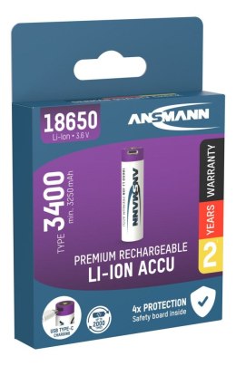 Akumulator Ansmann LiIon 18650 typ 3400 z USBC