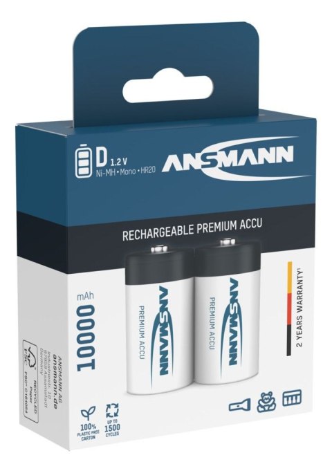 Akumulator Ansmann NiMH DR20 typ 10000 maxE 2 szt Akumulator Ansmann NiMH DR20 typ 10000 maxE 2 szt