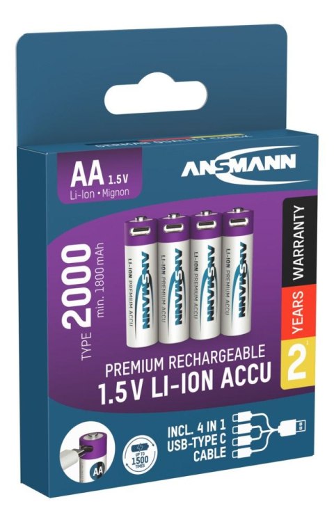 Akumulatory Ansmann LiIon AA typ 2000 4 szt Akumulatory Ansmann LiIon AA typ 2000 4 szt