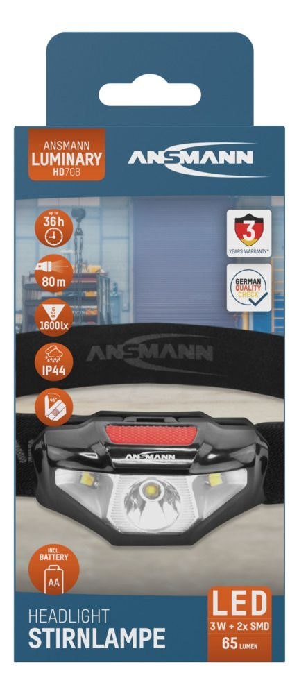 Latarka czołowa LED Ansmann HD70B 65 lm 1xAA Latarka czołowa LED Ansmann HD70B 65 lm 1xAA