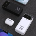 Powerbank 30000mAh z wbudowanymi kablami PD 22.5W - biały
