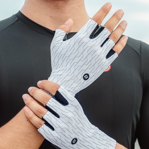 Rękawiczki rowerowe kolarskie szosowe rozmiar XL - biało-czarne Rękawiczki rowerowe kolarskie szosowe rozmiar XL - biało-czarne
