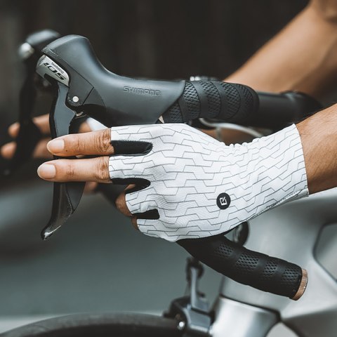 Rękawiczki rowerowe kolarskie szosowe rozmiar S - biało-czarne Rękawiczki rowerowe kolarskie szosowe rozmiar S - biało-czarne