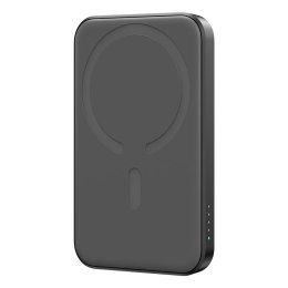 Powerbank indukcyjny 5000mAh USB-A USB-C 20W z kablem USB-C - czarny