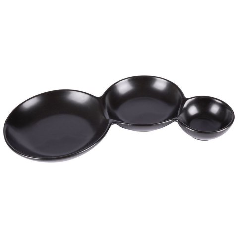 Miska miseczka na przekąski porcelanowa czarna potrójna 25 cm Miska miseczka na przekąski porcelanowa czarna potrójna 25 cm