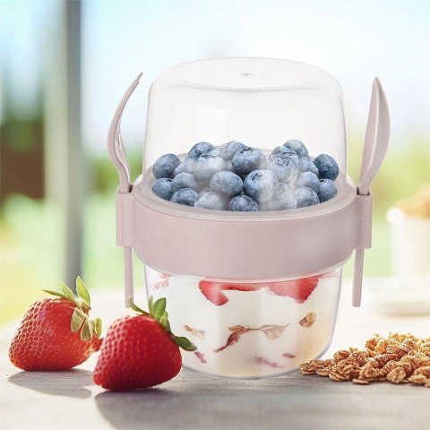Pojemnik kubek na jogurt z łyżeczką lunchbox 370 ml Pojemnik kubek na jogurt z łyżeczką lunchbox 370 ml
