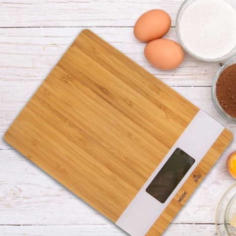 Waga kuchenna elektroniczna płaska bambusowa 5kg Waga kuchenna elektroniczna płaska bambusowa 5kg