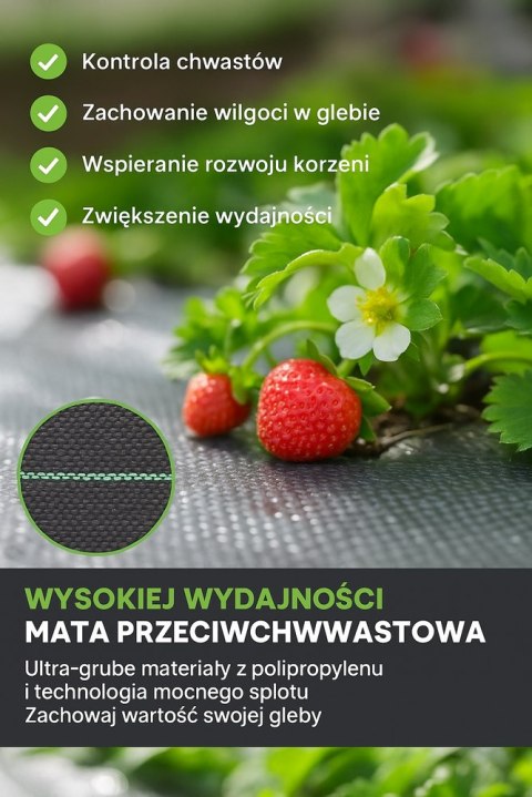 Agrotkanina czarna 1,1x50m UV 135g antychwastowa agrowłóknina + kotwy Agrotkanina czarna 1,1x50m UV 135g antychwastowa agrowłóknina + kotwy