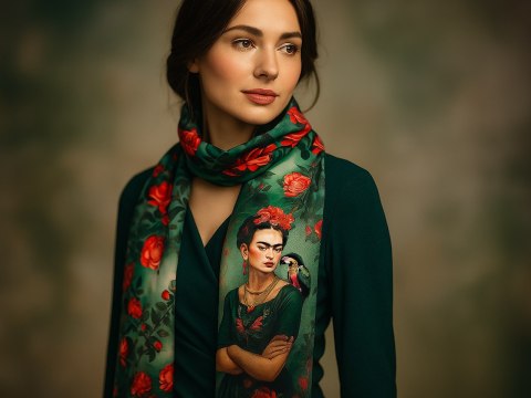 Szal - Inspirowany malarstwem F. Kahlo (CARMANI) Szal - Inspirowany malarstwem F. Kahlo (CARMANI)