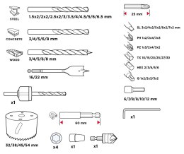 ZESTAW WIERTEŁ I BITÓW,NASADKI 90 SZT.