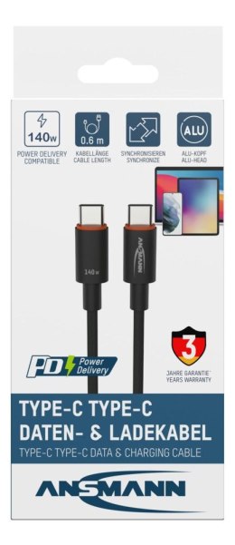 Kabel Ansmann USBCC 140W 60 cm antracyt