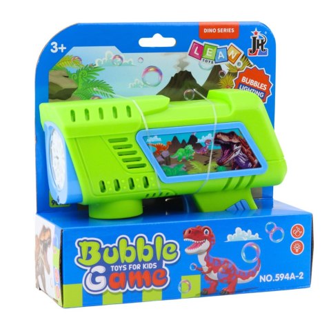 Pistolet Na Bańki Mydlane Dioda LED Zielony Dinozaury Pistolet Na Bańki Mydlane Dioda LED Zielony Dinozaury