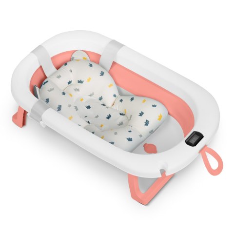 Wanienka składana dla dzieci, niemowląt z termometrem i wkładką Ricokids RK-287 biało-różowa Wanienka składana dla dzieci, niemowląt z termometrem i wkładką Ricokids RK-287 biało-różowa