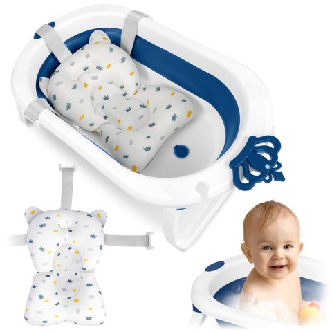 Wanienka składana dla dzieci, niemowląt z wkładką Ricokids RK-286 biało-niebieska Wanienka składana dla dzieci, niemowląt z wkładką Ricokids RK-286 biało-niebieska