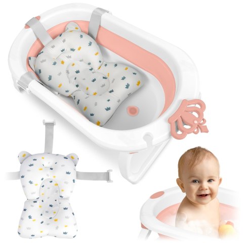 Wanienka składana dla dzieci, niemowląt z wkładką Ricokids RK-286 biało-różowa Wanienka składana dla dzieci, niemowląt z wkładką Ricokids RK-286 biało-różowa