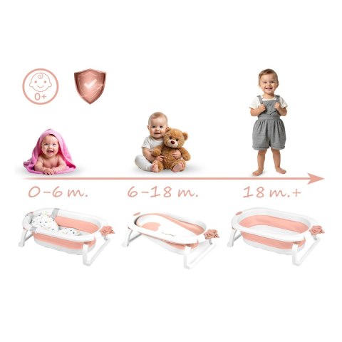 Wanienka składana dla dzieci, niemowląt z wkładką Ricokids RK-286 biało-różowa Wanienka składana dla dzieci, niemowląt z wkładką Ricokids RK-286 biało-różowa