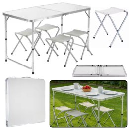 Zestaw Turystyczny Stolik Składany Kempingowy 4 Krzesła Szary